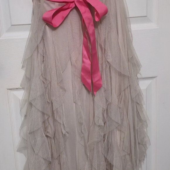 Teeze Me Pink Sequin Bodice with Cream Tulle Skirt Prom Dress - Picture 3 of 7